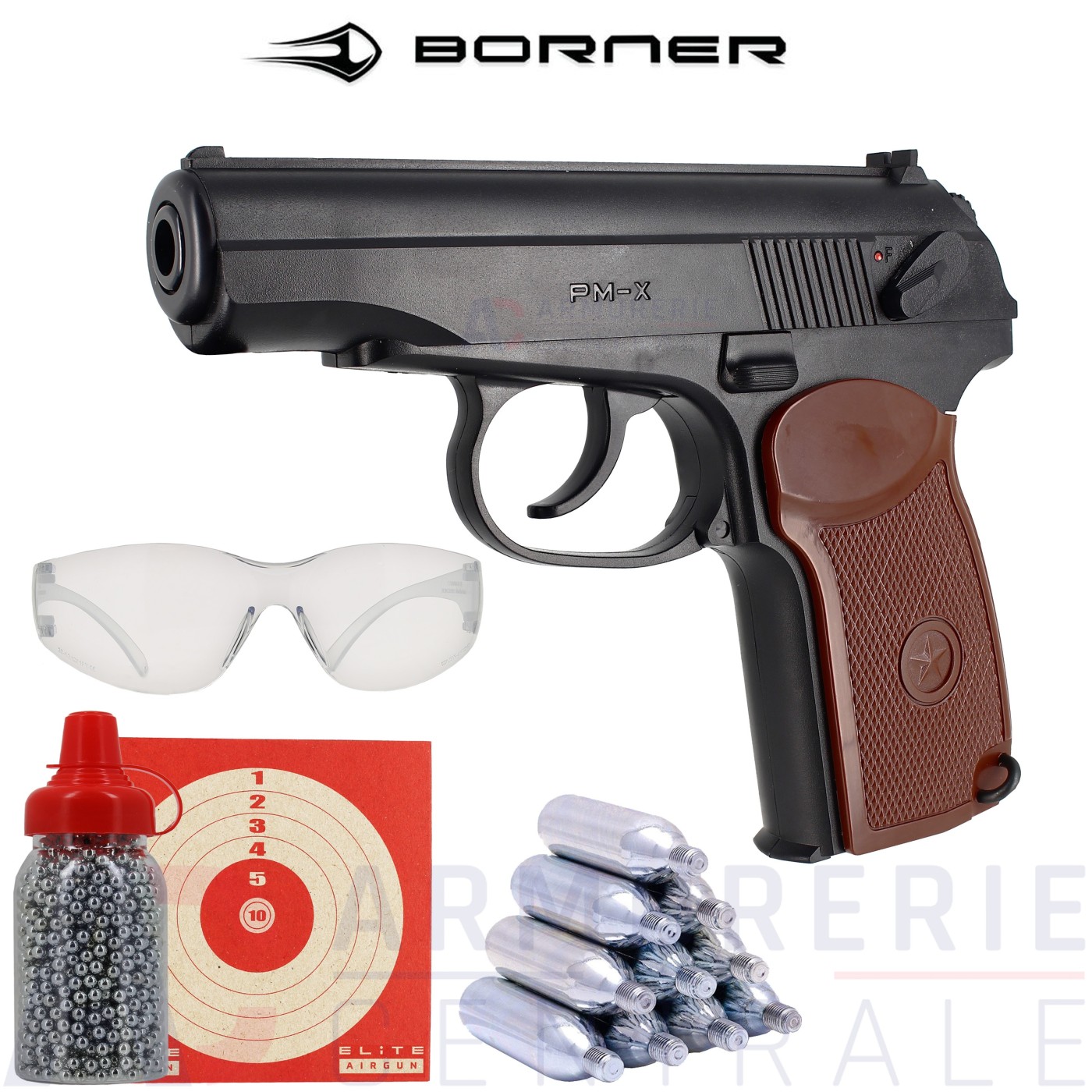 Pack pistolet Borner PM-X 4.5mm BB (3 joules)