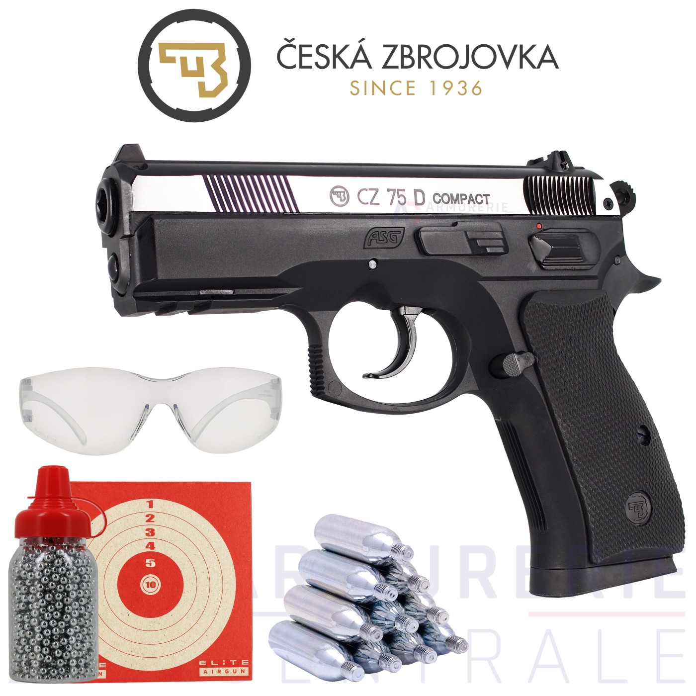 Pack pistolet ASG CZ 75 D Compact 4.5mm BB'S (2.7 Joules) Pack pistolet ASG CZ 75 D Compact 4.5mm BB'S (2.7 Joules)