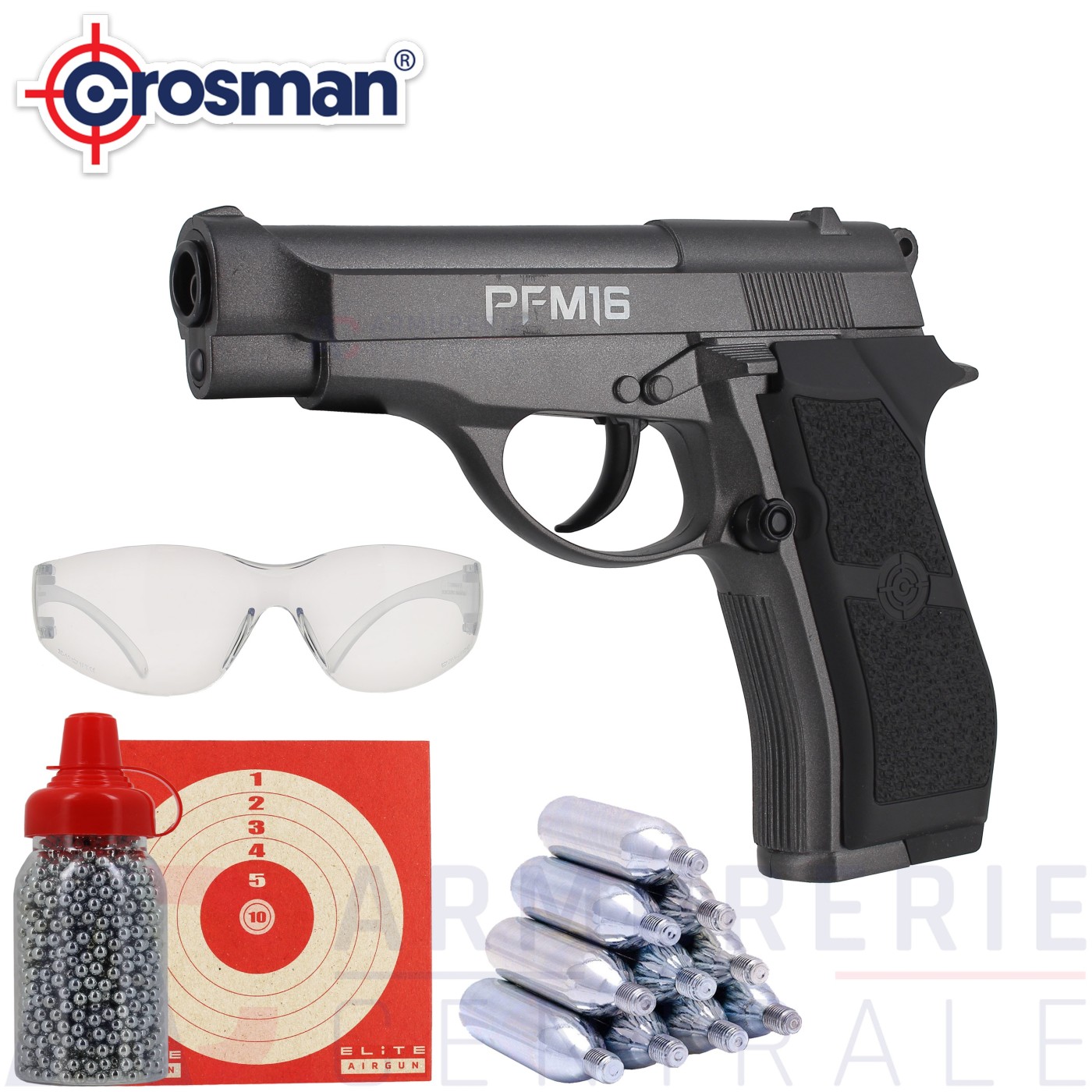 Pistolet Crosman PFM16 CO2 Compact 4.5mm BB's (2.5 joules)
