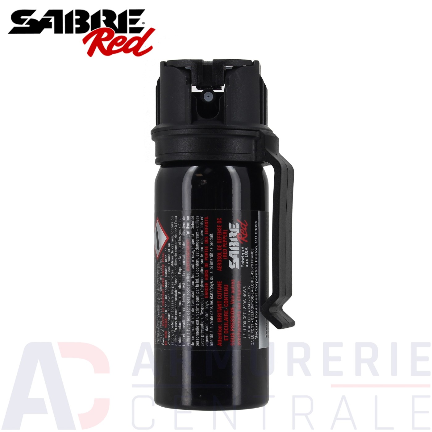 A&eacute;rosol Sabre Red poivre OC avec clip et clapet 44 ml
