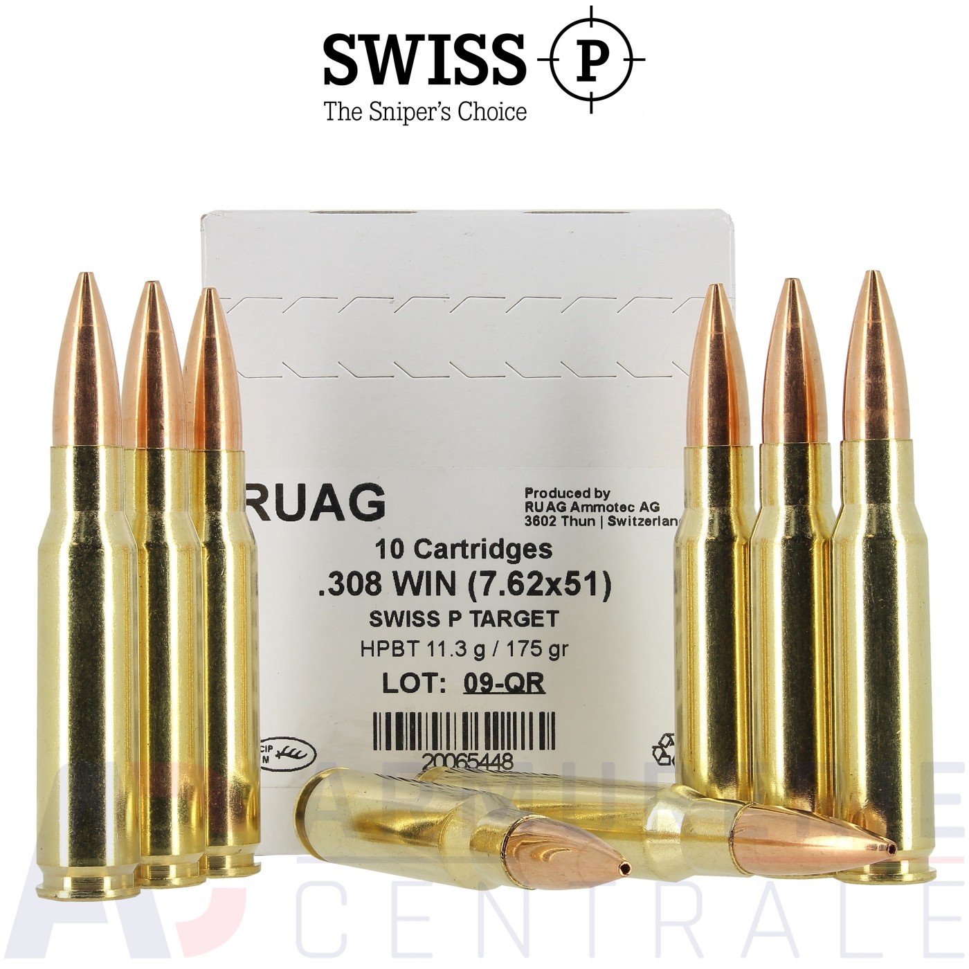 Boite de 10 cartouches Ruag Swiss P Target HBTP 308 Win 175 gr Boite de 10 cartouches Ruag Swiss P Target HBTP 308 Win 175 gr