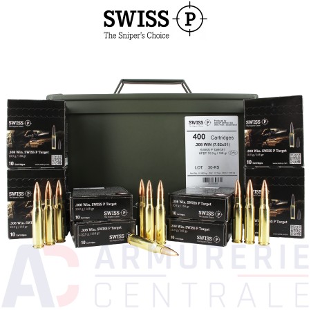 Boite de 400 cartouches Ruag Swiss P Target HPBT 308...