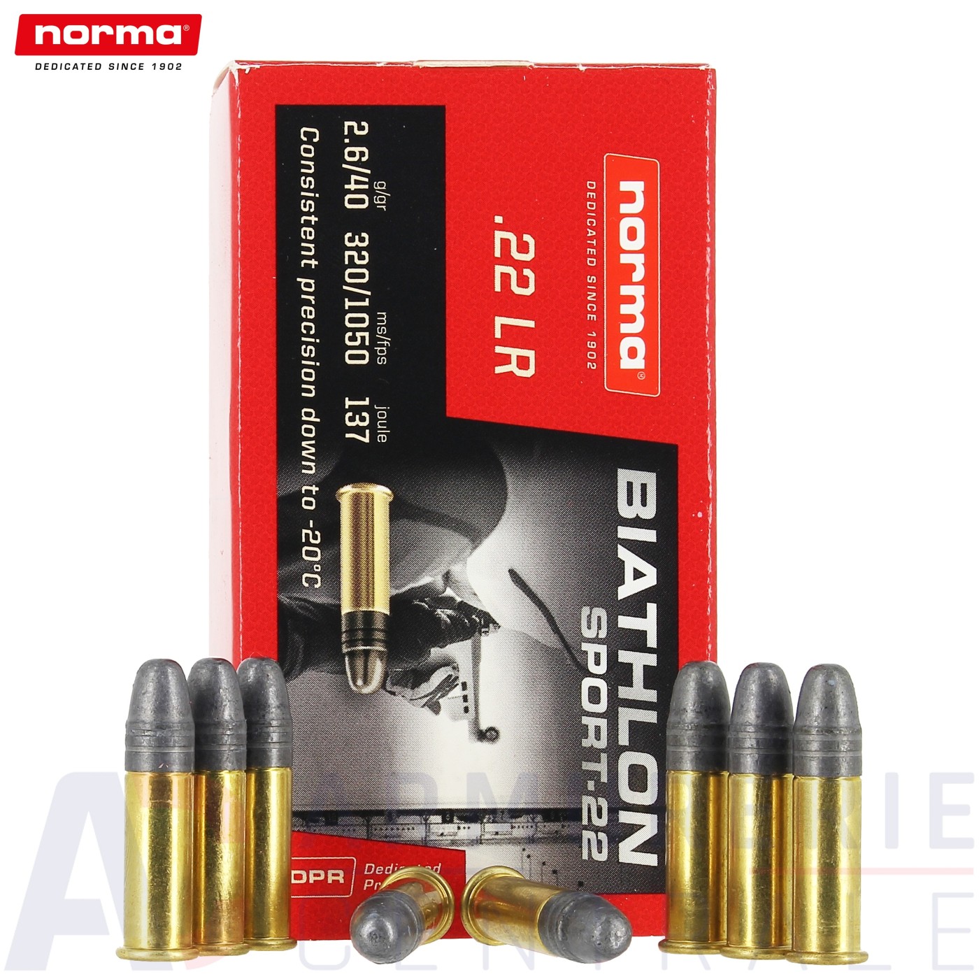 50 Cartouches Norma Biathlon Sport 22LR 40gr