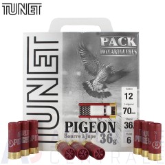 Lot de 100 cartouches Tunet pigeon 12/70 36g n°6