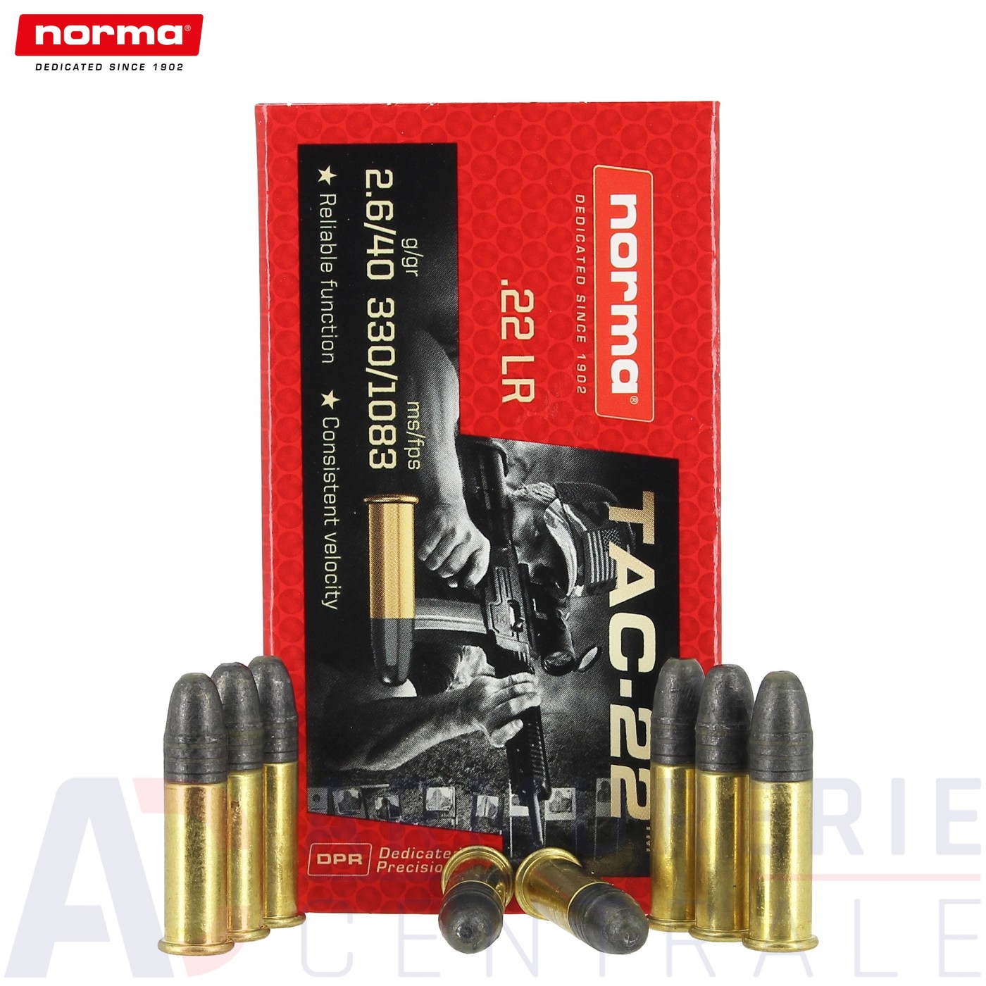 50 Cartouches Norma Tac-22 Grande Vitesse - 22LR (40gr) 50 Cartouches Norma Tac-22 Grande Vitesse - 22LR (40gr)