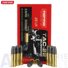 Boite de 50 cartouches Norma Tac-22 Subsonic Hollow Point 22LR (40gr)