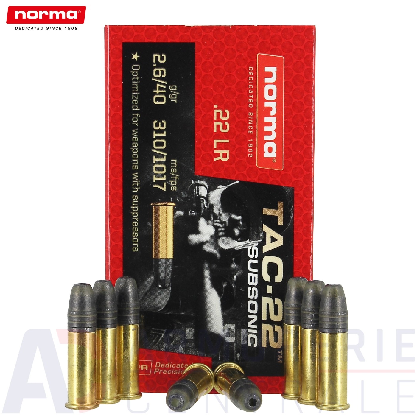 Boite de 50 cartouches Norma Tac-22 Subsonic Hollow Point 22LR (40gr) Boite de 50 cartouches Norma Tac-22 Subsonic Hollow Point 22LR (40gr)