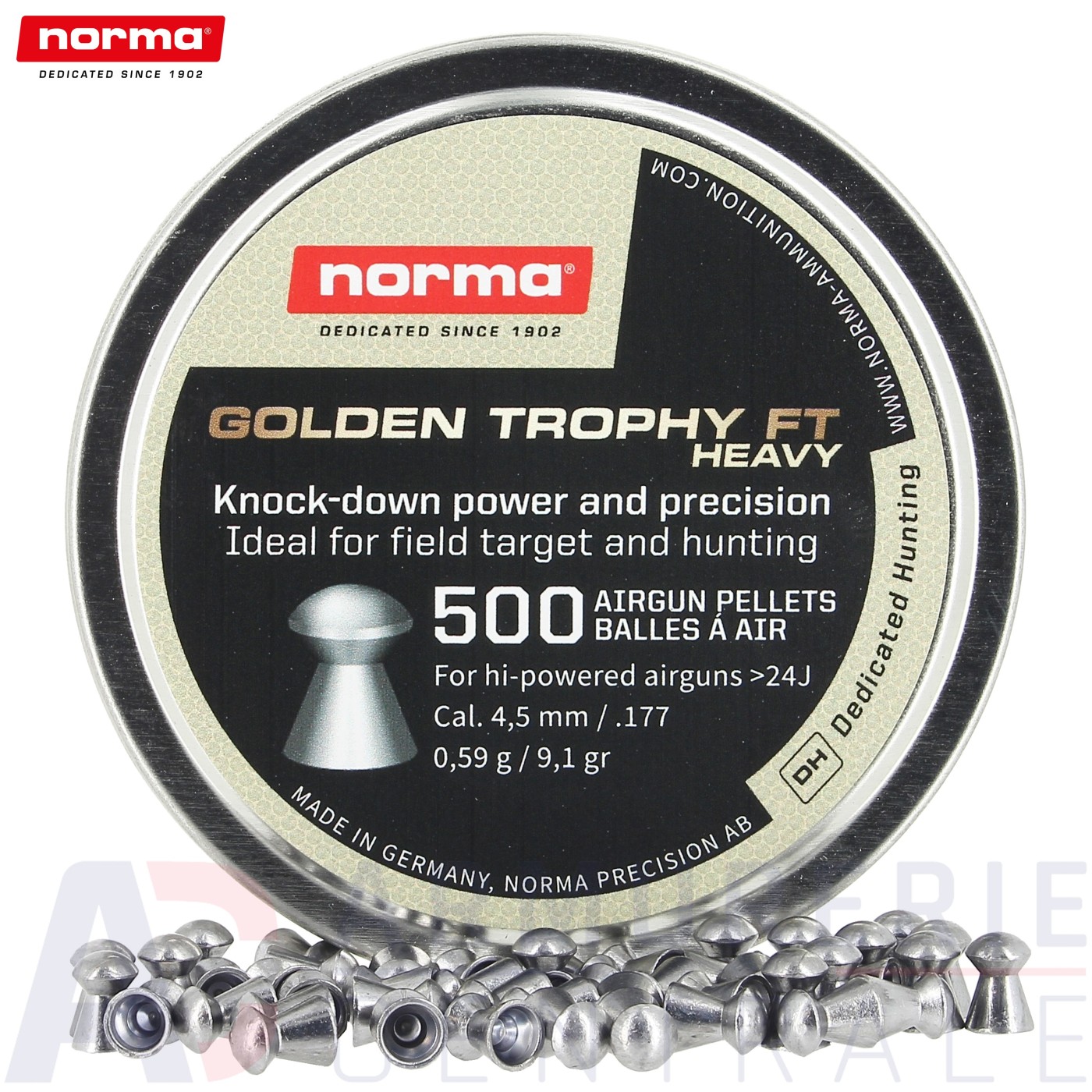 Boite de 500 Plombs Norma Golden Trophy FT Heavy 4.5mm 0.59g Boite de 500 Plombs Norma Golden Trophy FT Heavy 4.5mm 0.59g