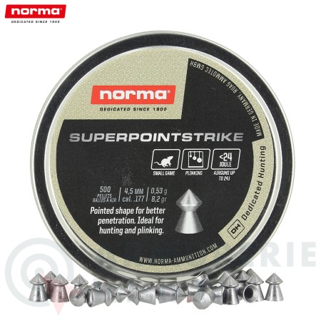 Boite de 500 Plombs Norma Superpointstrike 4.5mm 0.53g