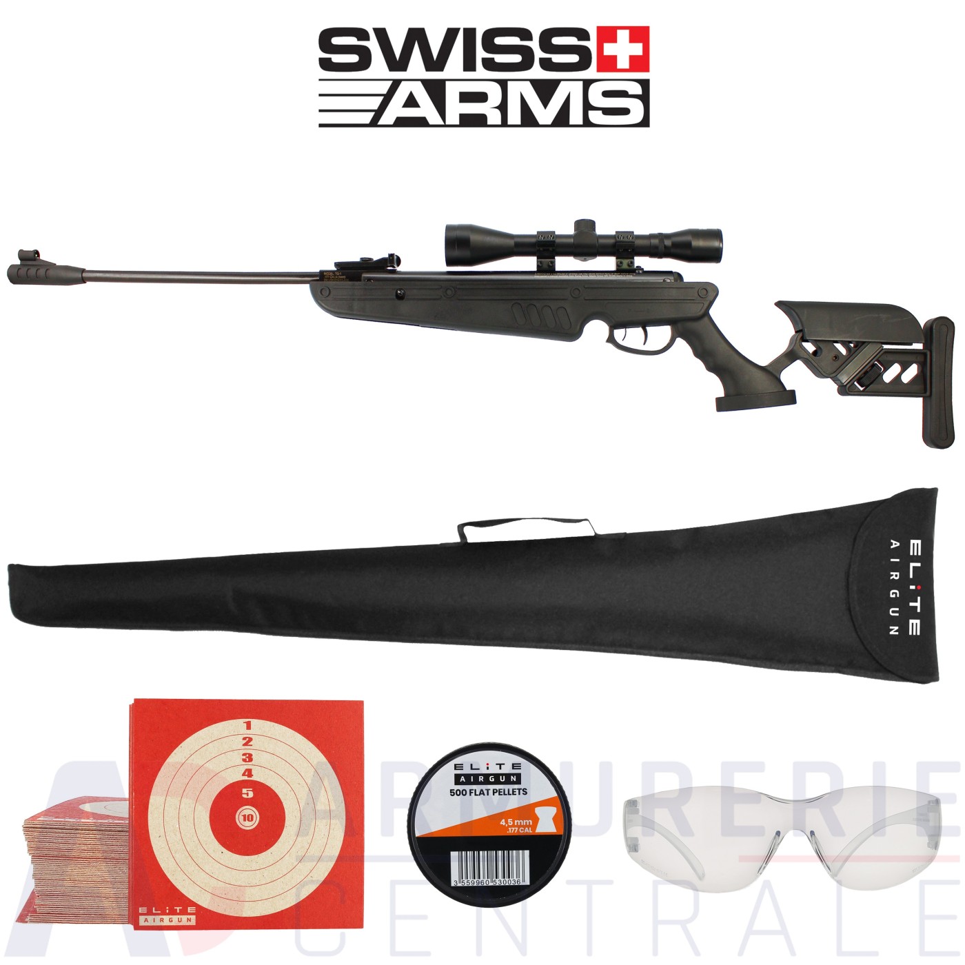 Pack Carabine à plomb Swiss Arms TG-1 Noir 4.5mm (19.9 joules) Pack Carabine à plomb Swiss Arms TG-1 Noir 4.5mm (19.9 joules)