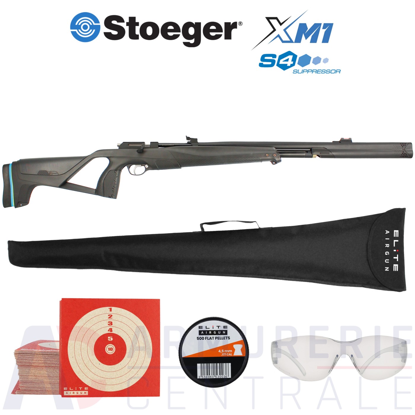 Pack PCP Stoeger XM1 S4 Suppressor 4,5 mm (19.9 Joules) Pack PCP Stoeger XM1 S4 Suppressor 4,5 mm (19.9 Joules)