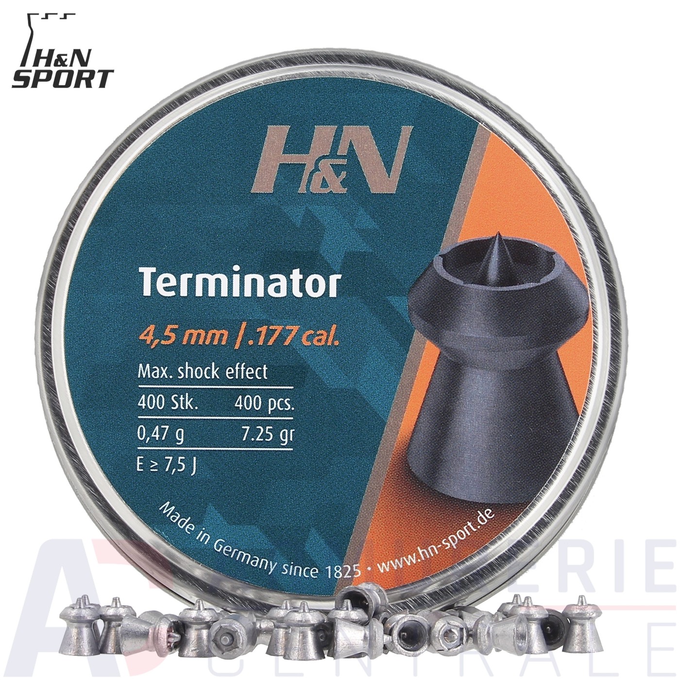Boite de 400 Plombs H&N Terminator - 4.5mm (0.47 gramme)