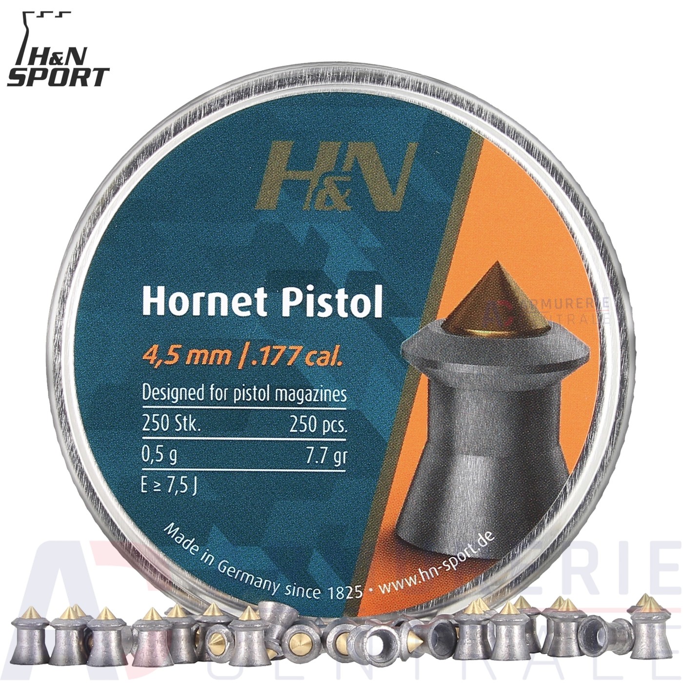 Boite de 250 Plombs H&N Hornet Pistol - 4.5 mm Boite de 250 Plombs H&N Hornet Pistol - 4.5 mm