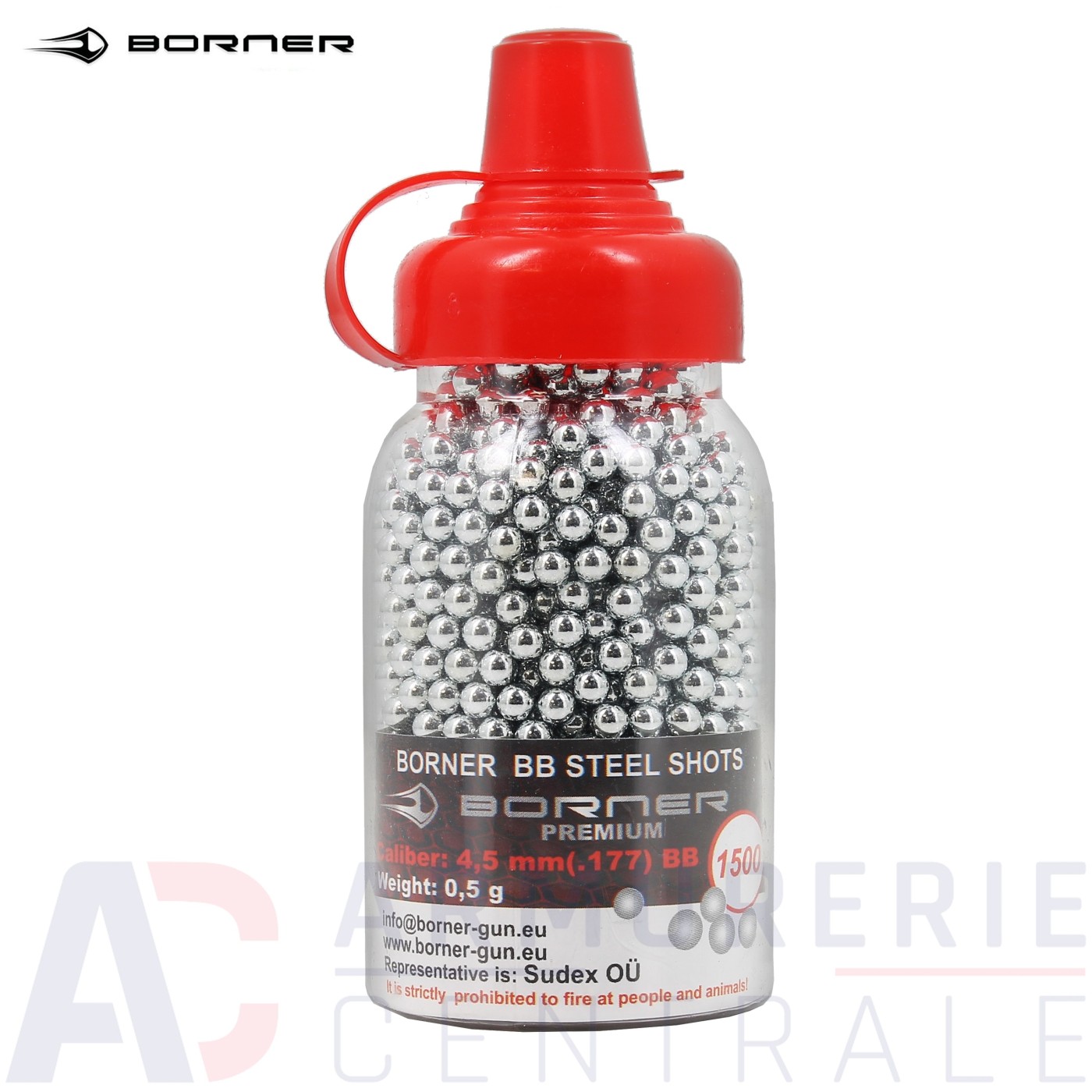 Biberon de 1500 billes acier Borner Premium - 4.5mm BB Biberon de 1500 billes acier Borner Premium - 4.5mm BB