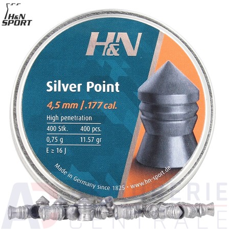 Boite de 400 plombs H&N Silver Point - 4.5 mm (0.75g)