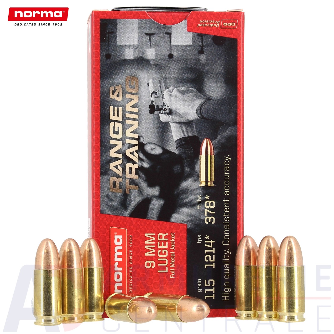 50 cartouches Norma Range & Training FMJ 115 grains - 9x19 50 cartouches Norma Range & Training FMJ 115 grains - 9x19