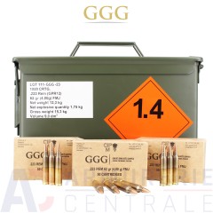 Caisse de 1000 cartouches GGG FMJ - 223 Remington (62 gr)