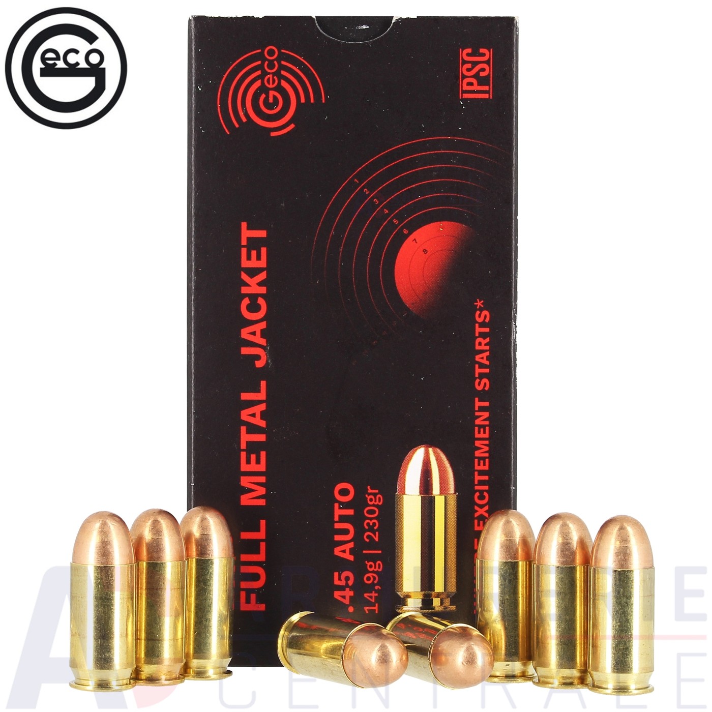 Boite de 50 cartouches Geco 230gr FMJ - 45 ACP Boite de 50 cartouches Geco 230gr FMJ - 45 ACP