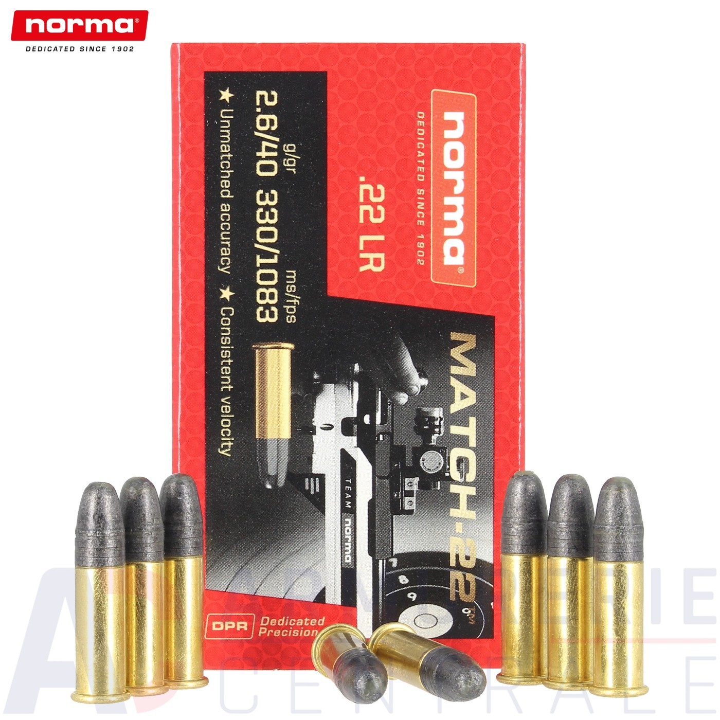 Boite de 50 cartouches Norma Match-22 LRN - 22LR (40gr) Boite de 50 cartouches Norma Match-22 LRN - 22LR (40gr)