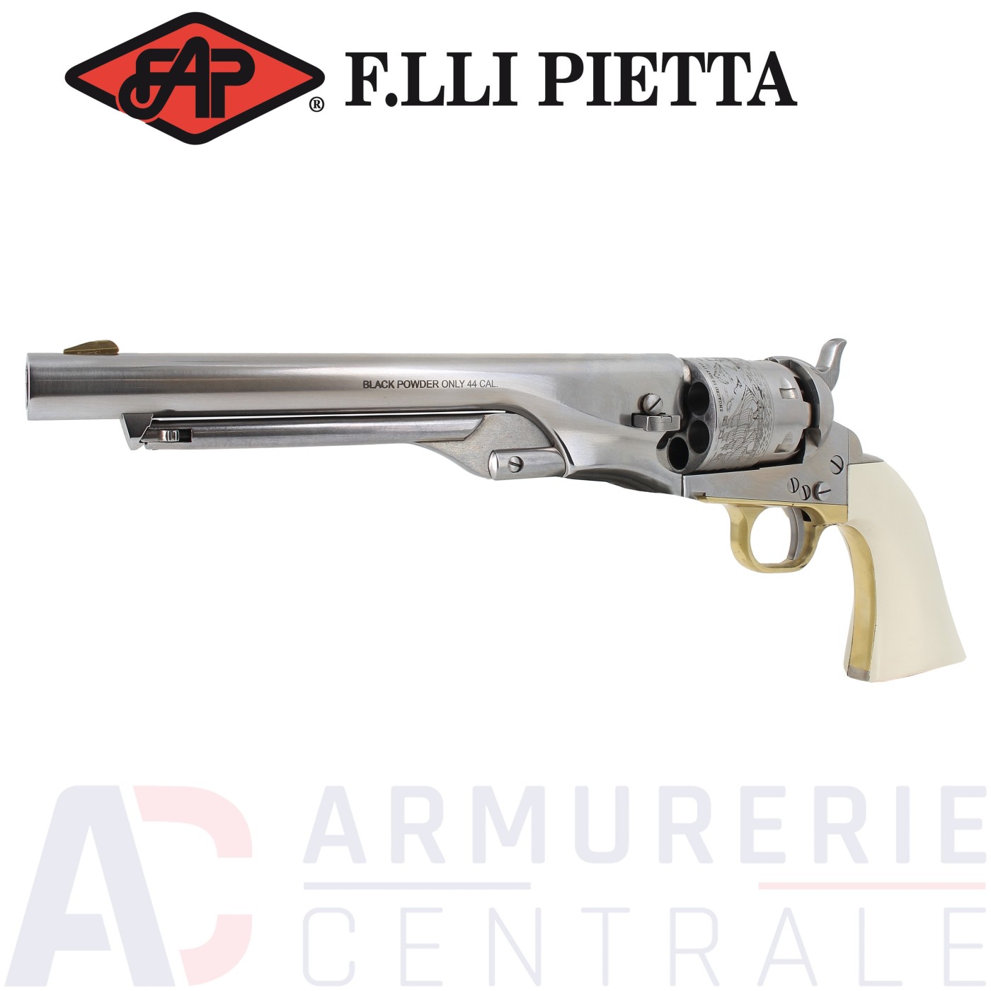 Revolver poudre noir Pietta 1860 Army Old Silver .44 PN