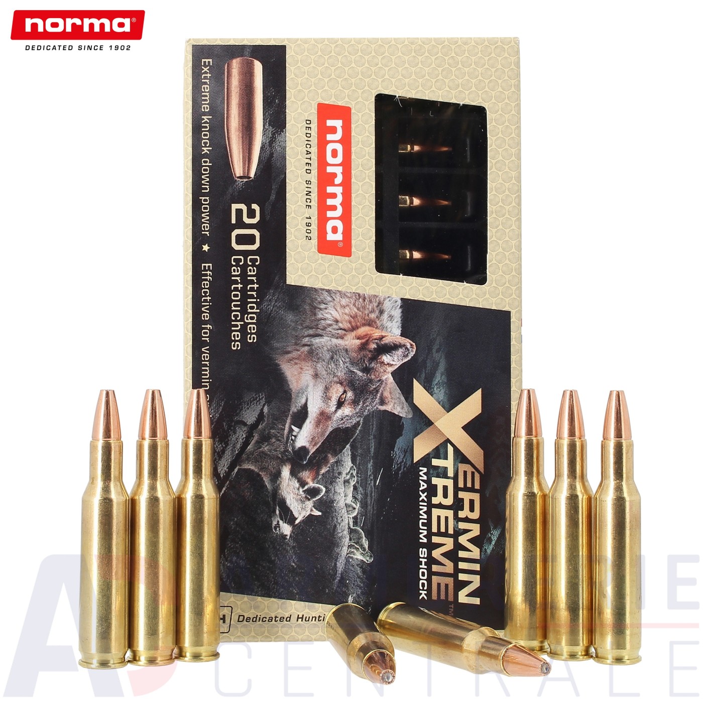 20 cartouches Norma Vermin Xtreme - 222 Remington (55gr) 20 cartouches Norma Vermin Xtreme - 222 Remington (55gr)
