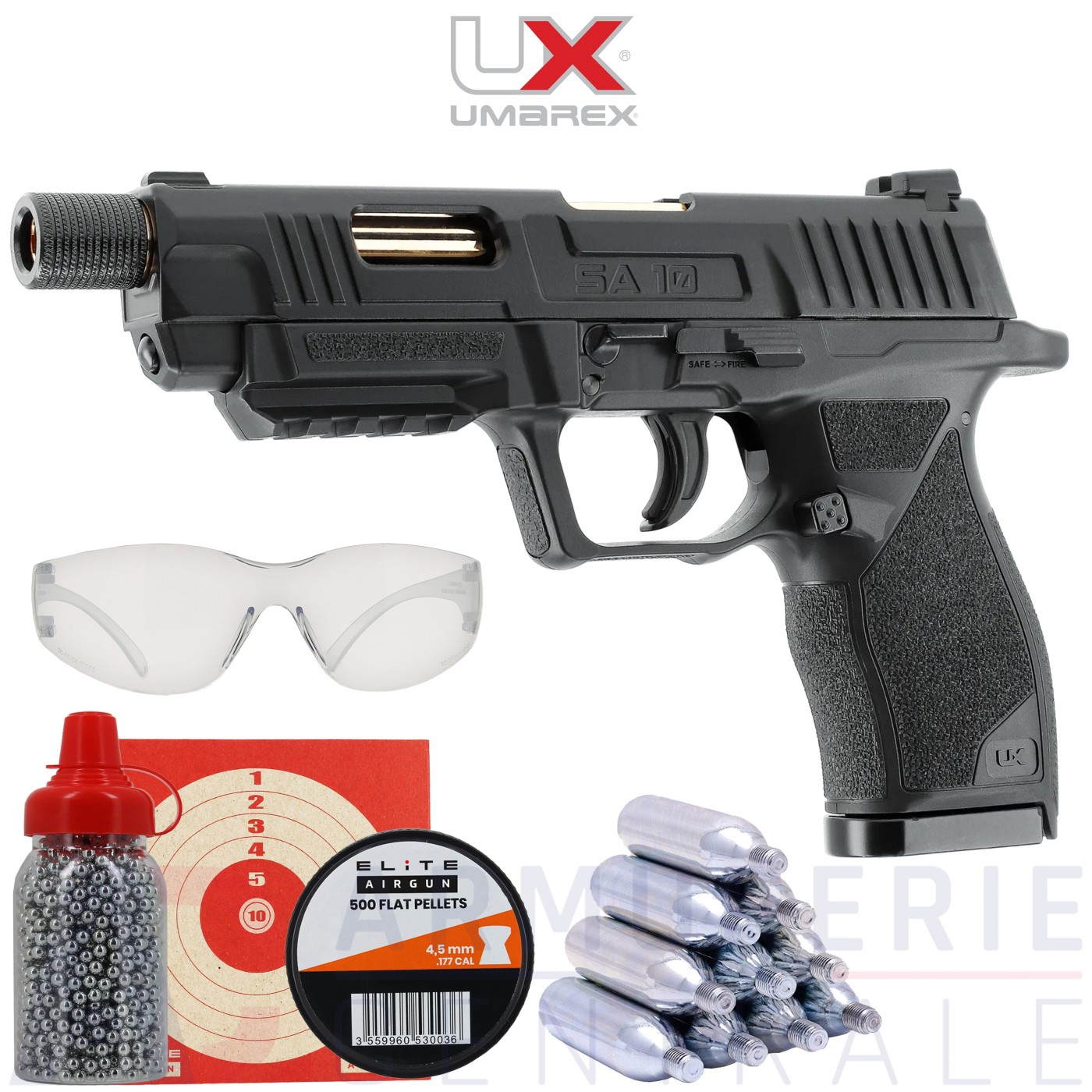 Pistolet UX S10 CO2 - 4.5mm Diabolos et BB'S (3.5 joules)