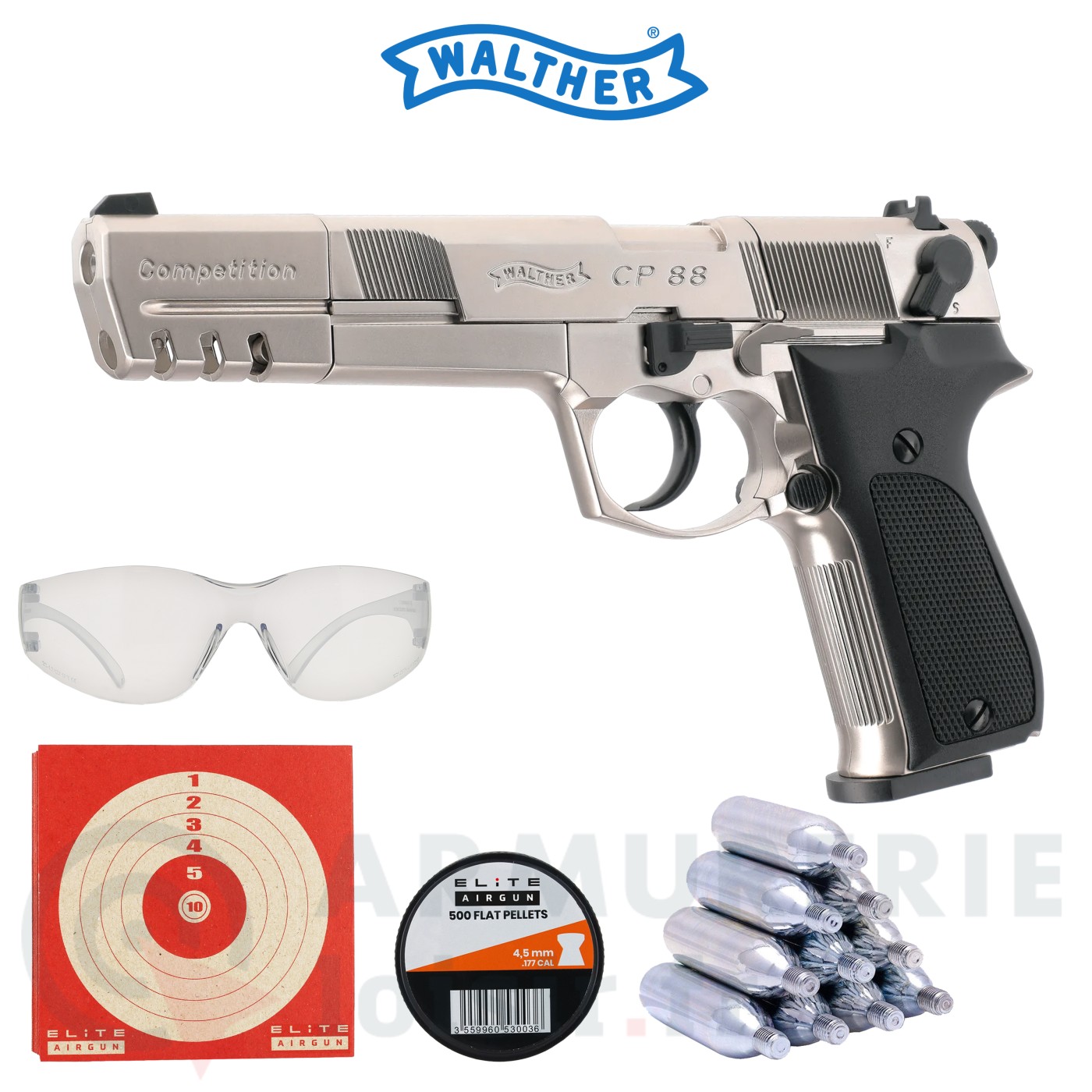 Umarex Walther CP88 Comp&eacute;tition Nickel Finish - 4.5mm (7.5 joules)