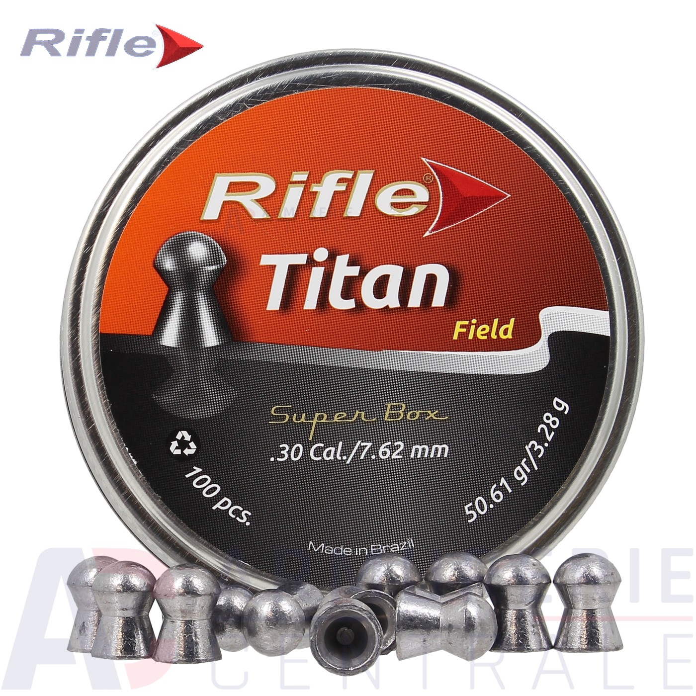 Boite de 100 Plombs Rifle Titan Field - 7.62mm / .30 (3.28 grammes) Boite de 100 Plombs Rifle Titan Field - 7.62mm / .30 (3.28 grammes)