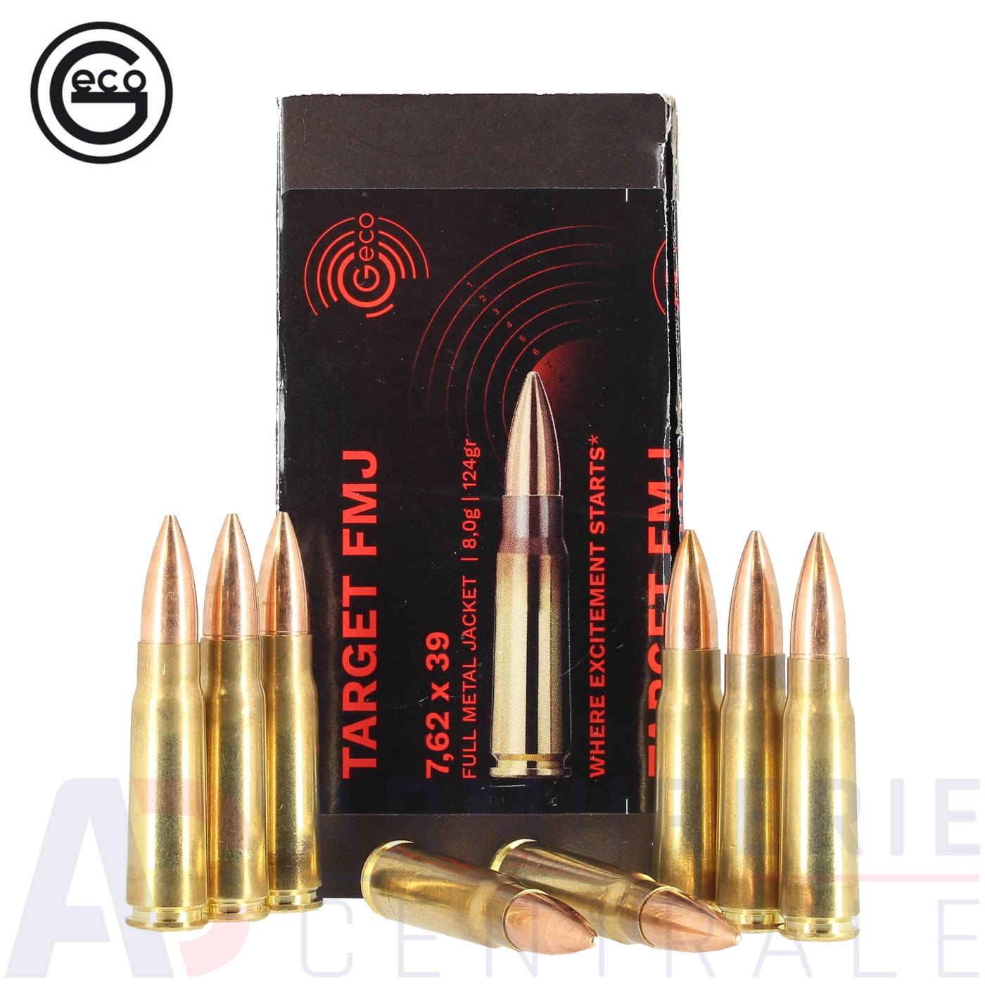 50 Cartouches Geco Target FMJ - 7.62x39 (124 grains) 50 Cartouches Geco Target FMJ - 7.62x39 (124 grains)