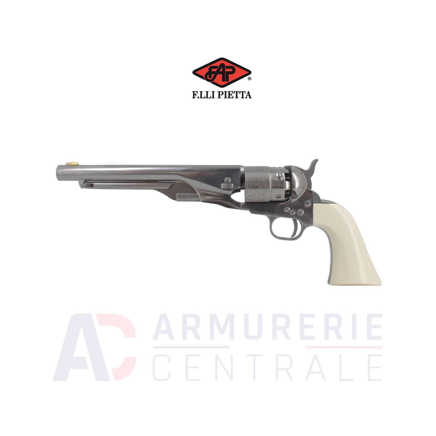 Revolver Pietta 1860 Army Old Silver Crosse ivoire - 44 PN