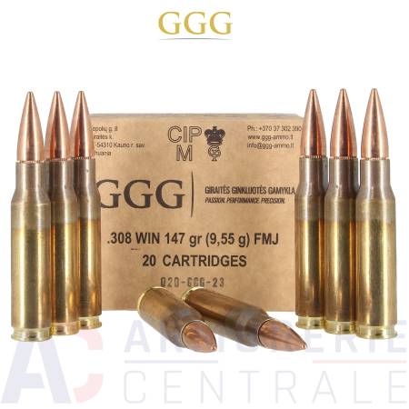 20 cartouches GGG FMJ - 308 Win (147 gr)