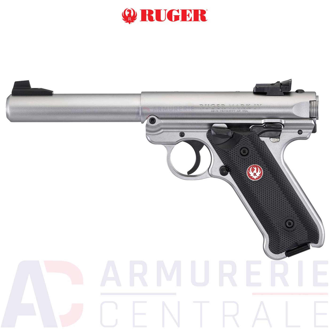 Pistolet Ruger Mark IV Target Inox 5"1/2 - 22LR Pistolet Ruger Mark IV Target Inox 5"1/2 - 22LR