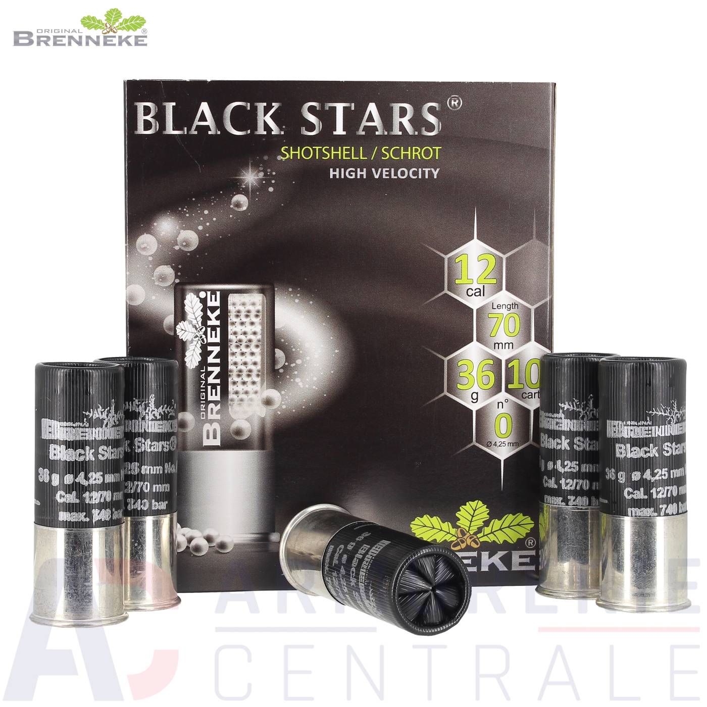 Boite de 10 cartouches Brenneke Black Stars Shotshell - 12/70 Boite de 10 cartouches Brenneke Black Stars Shotshell - 12/70