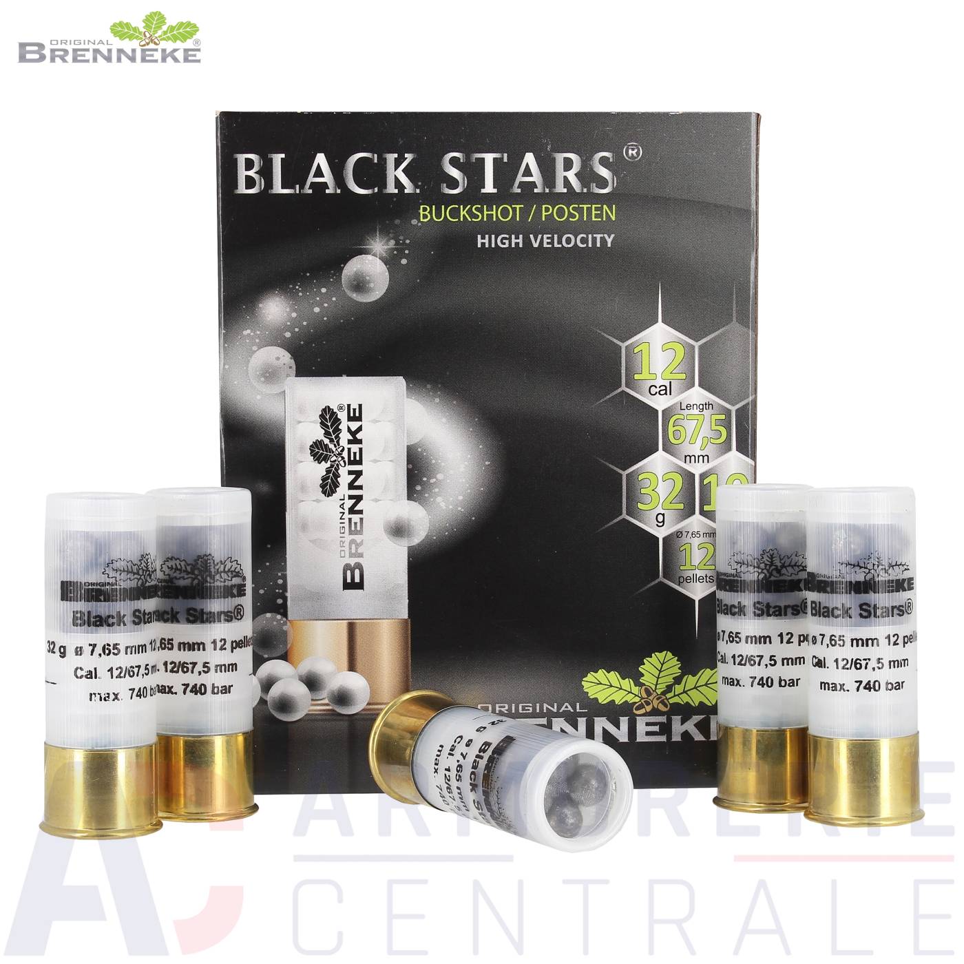 10 cartouches Brenneke Black Stars Buckshot - 12/67.5 10 cartouches Brenneke Black Stars Buckshot - 12/67.5