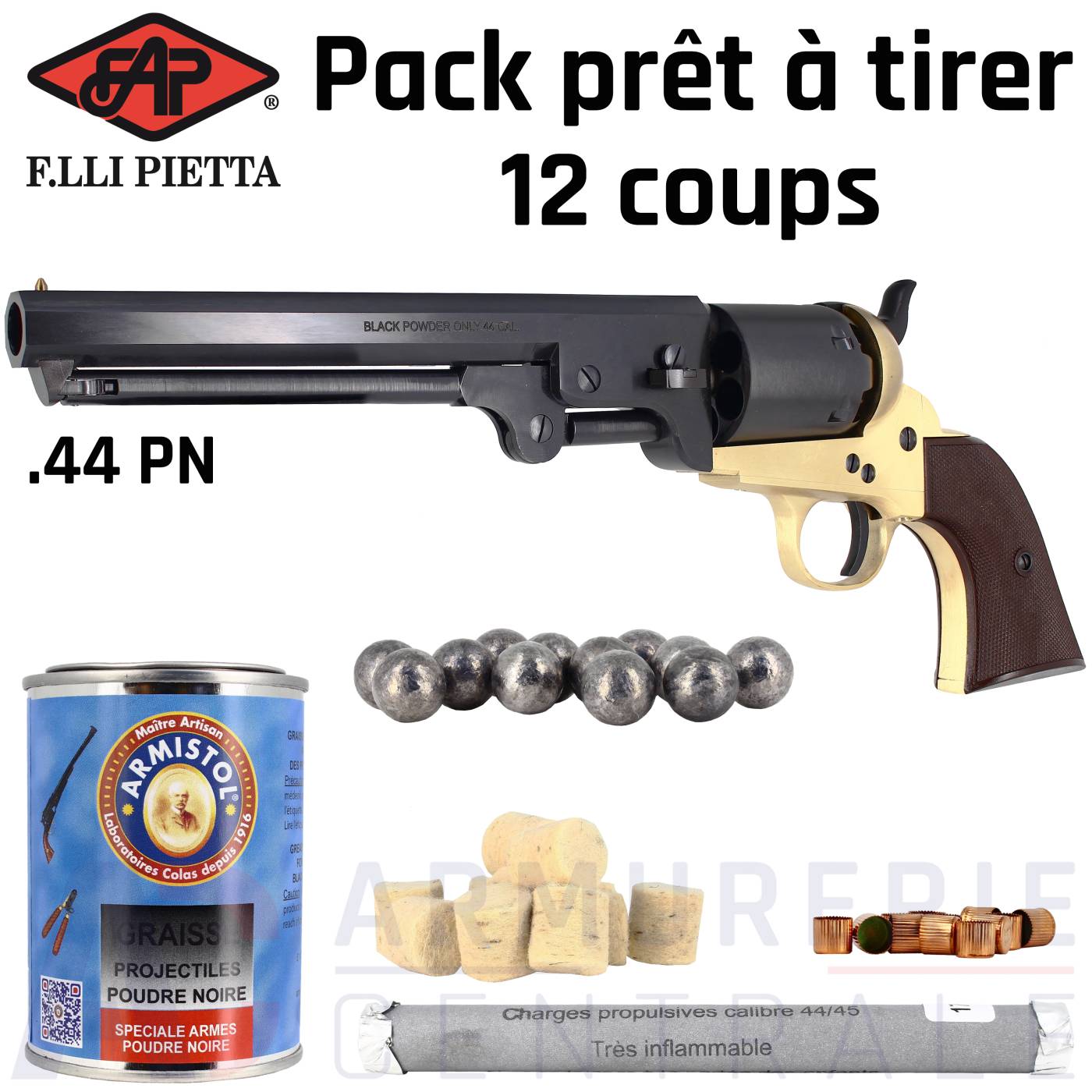 Pack Pietta 1851 Navy Millenium US Martial &agrave; clavette - 44PN