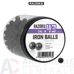 200 Balles caoutchouc métal Razor Gun Iron Balls - .43