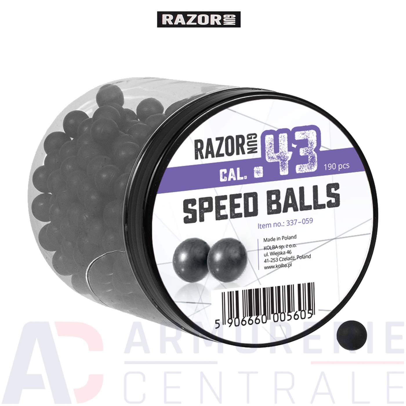 190 Balles caoutchouc Razor Gun Speed Balls - .43