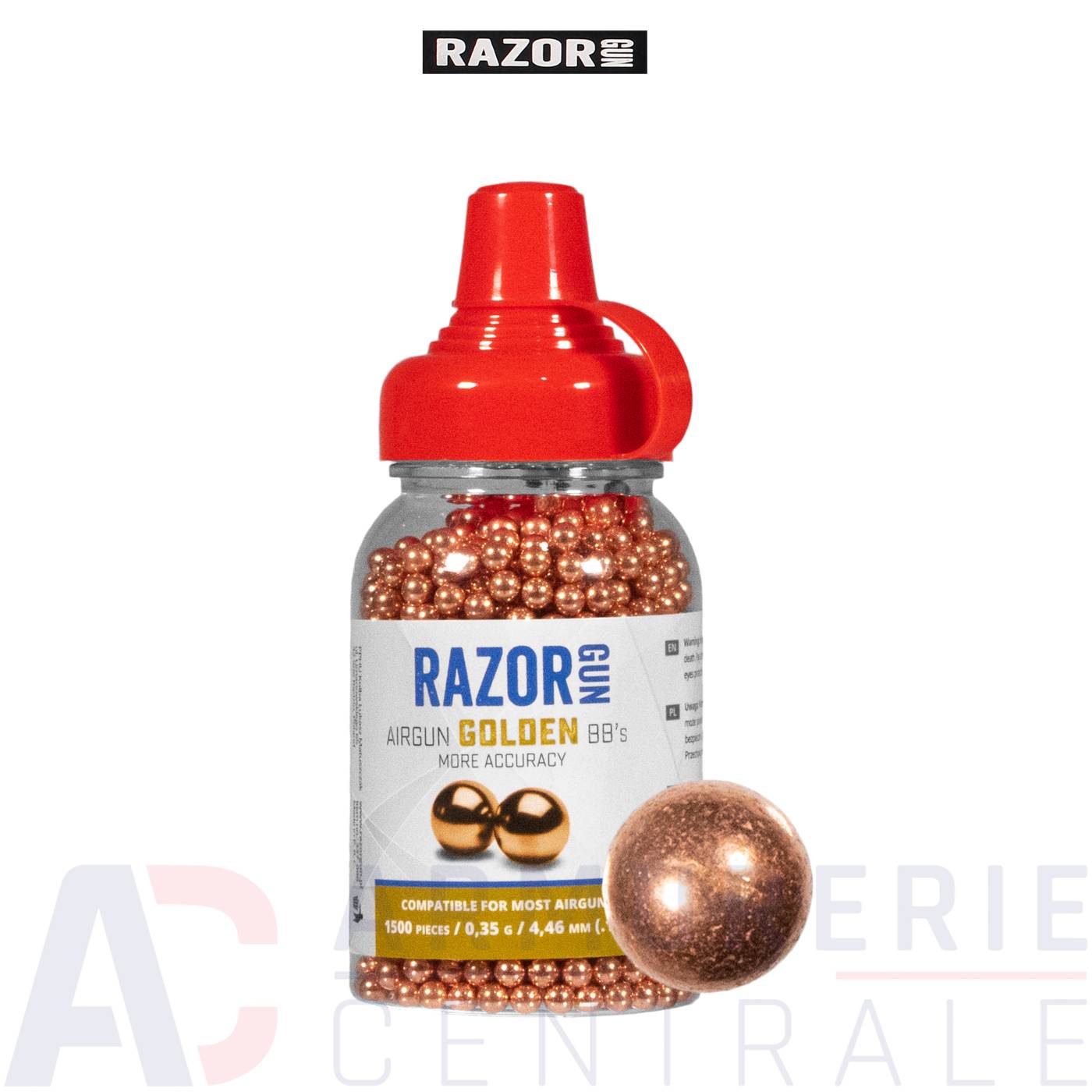 Biberon 1500 billes acier Razor Gun Golden - 4,5mm BB'S