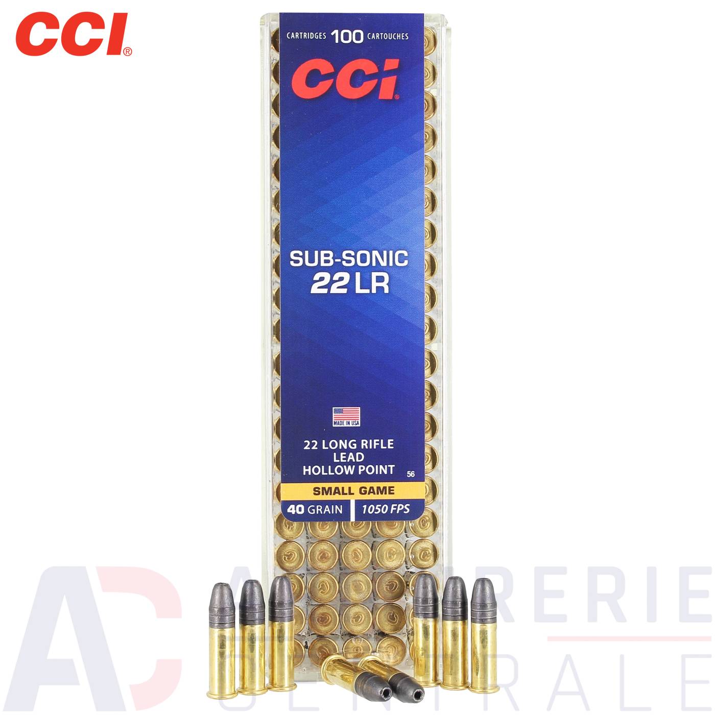Boite de 100 cartouches CCI Sub-Sonic HP - 22LR