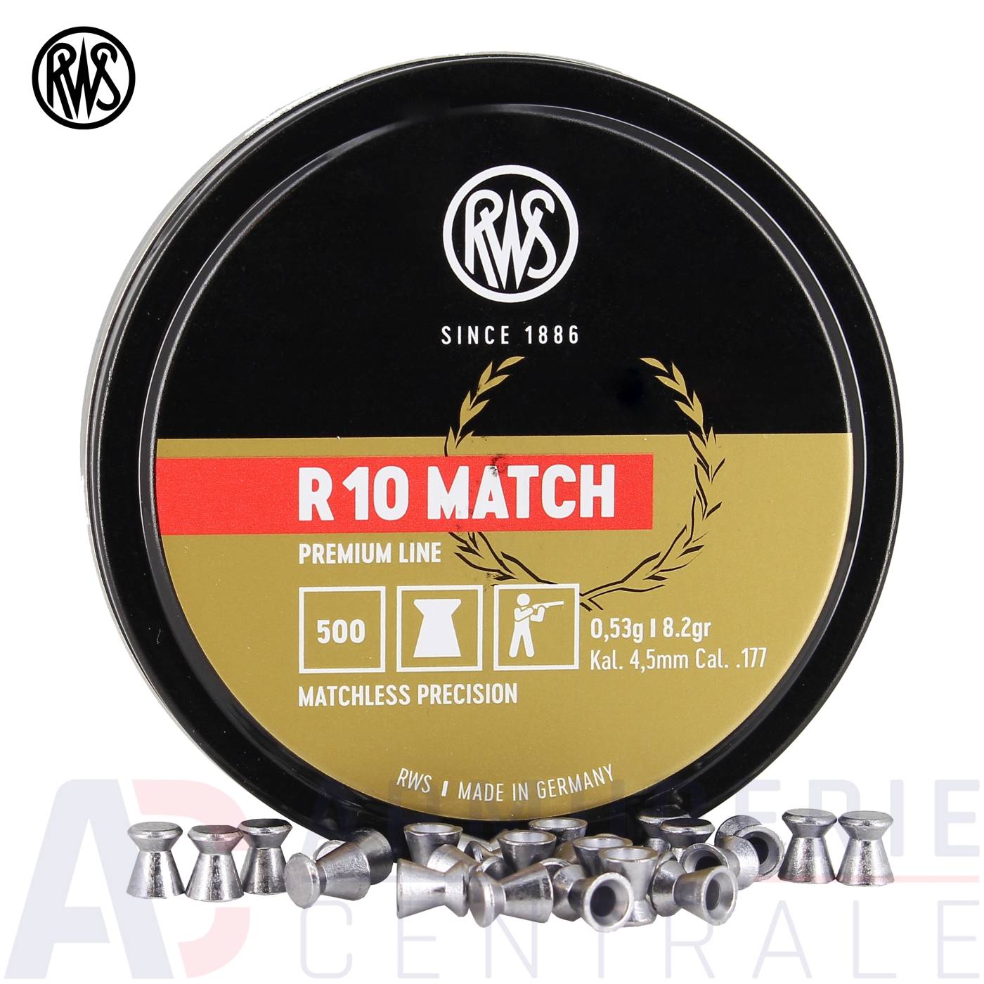 500 plombs RWS R10 Match - 4,5mm (8,2 gr)