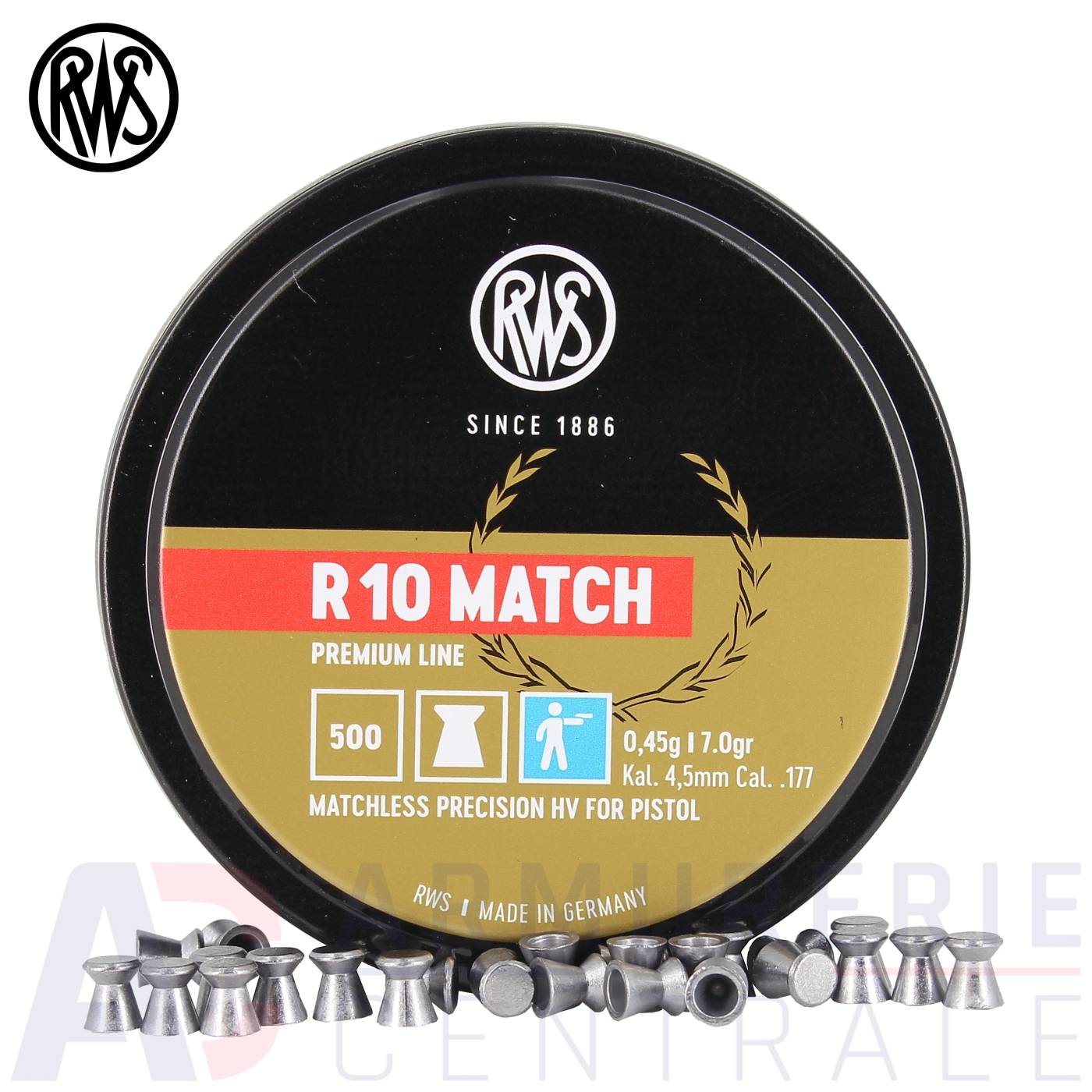 500 plombs RWS R10 Match - 4,5mm (7,0 gr)