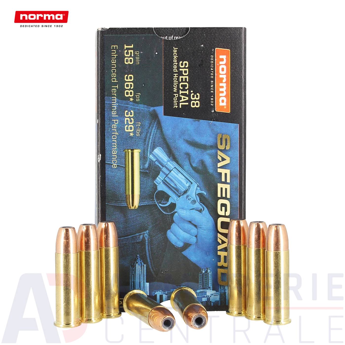50 cartouches Norma Safeguard JHP - 38 Special (158 gr)