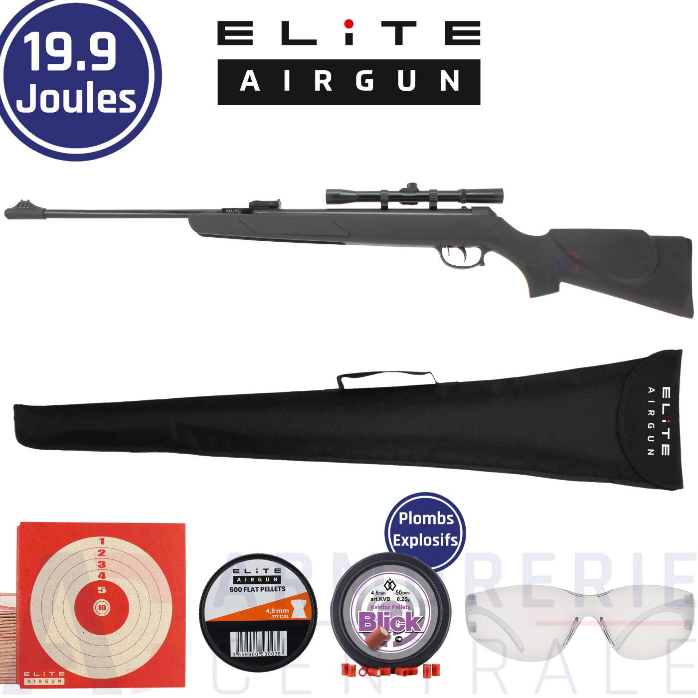 Carabine air comprimé Elite Airgun Alpha + plombs explosifs 4.5mm (19.9 joules) Carabine air comprimé Elite Airgun Alpha + plombs explosifs 4.5mm (19.9 joules)