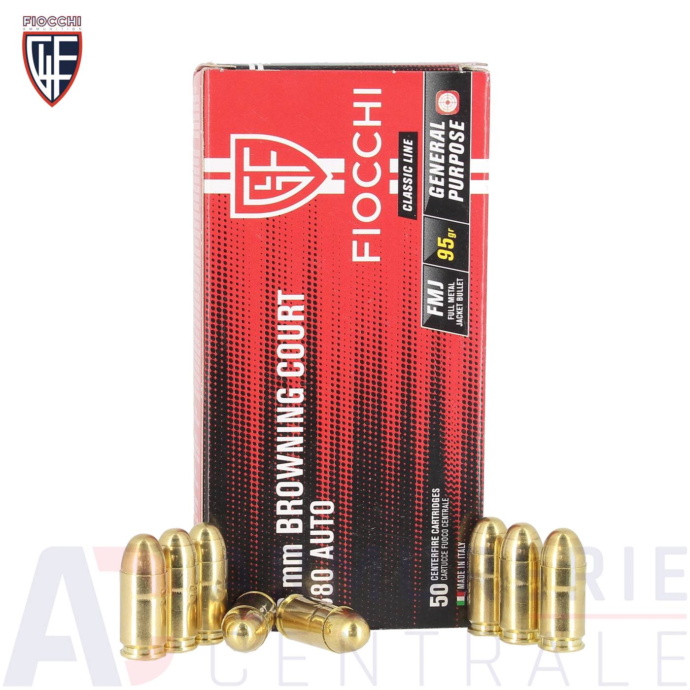 50 cartouches Fiocchi FMJ - 9mm Court / 380 ACP (95 gr)