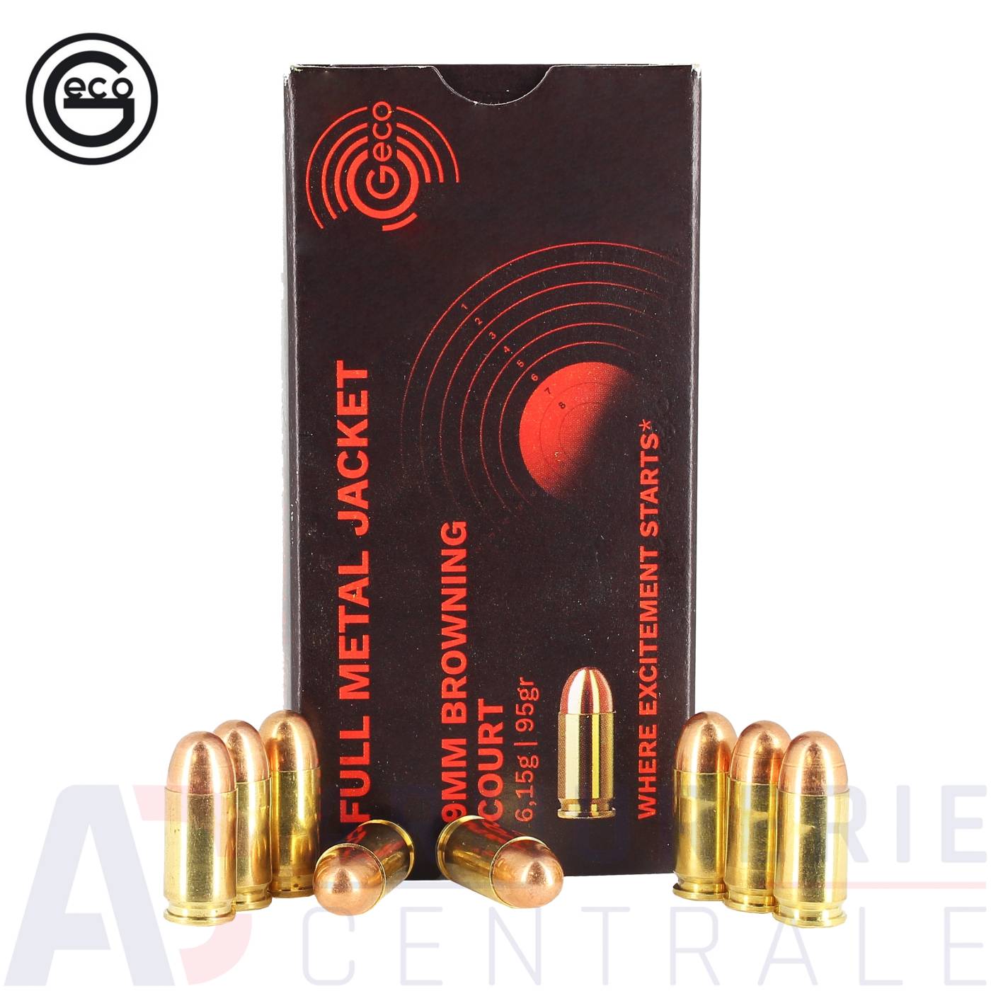 50 cartouches Geco FMJ - 9mm Court / 380 ACP (95 gr)