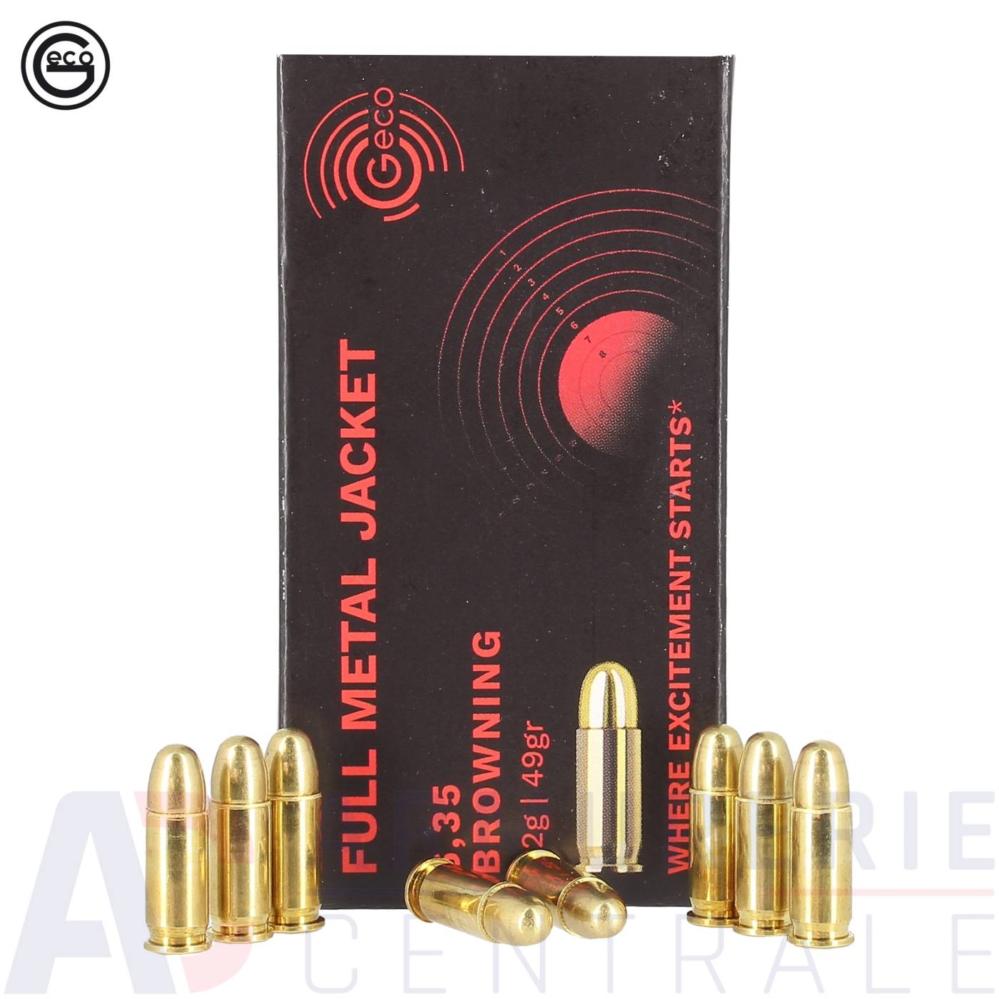 50 cartouches Geco FMJ - 6.35 Browning / 25 ACP (49 gr)