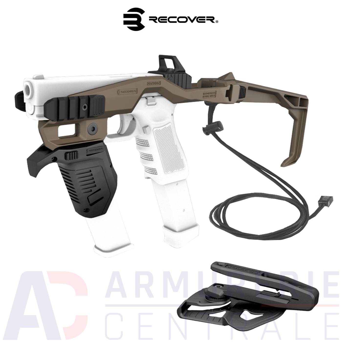 Kit Crosse Stabilisateur Recover 20/20N pour Glock Tan Kit Crosse Stabilisateur Recover 20/20N pour Glock Tan