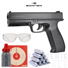 Pack Pistolet Borner 17 CO2 - 4,5 mm BB'S (3 Joules)