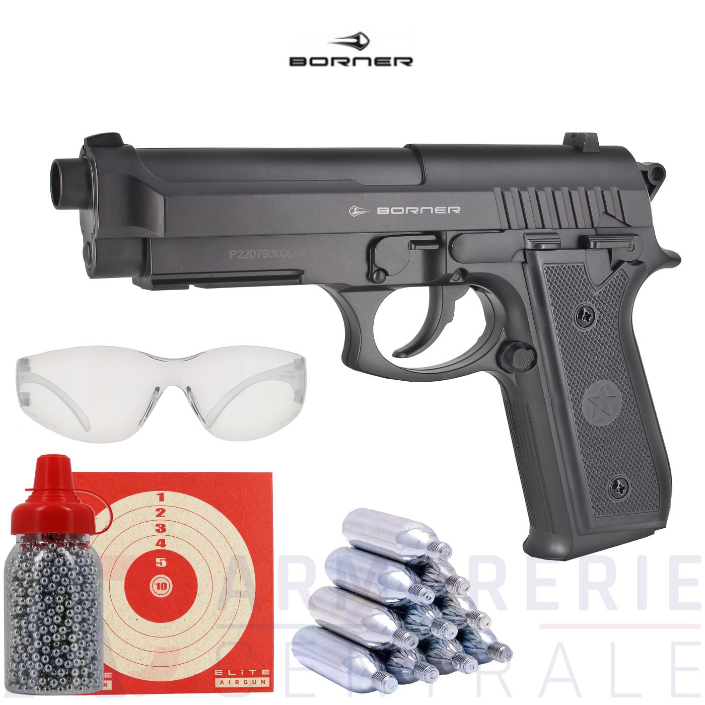 Pistolet Borner 92 CO2 - 4,5 mm BB'S (3 Joules) Pistolet Borner 92 CO2 - 4,5 mm BB'S (3 Joules)