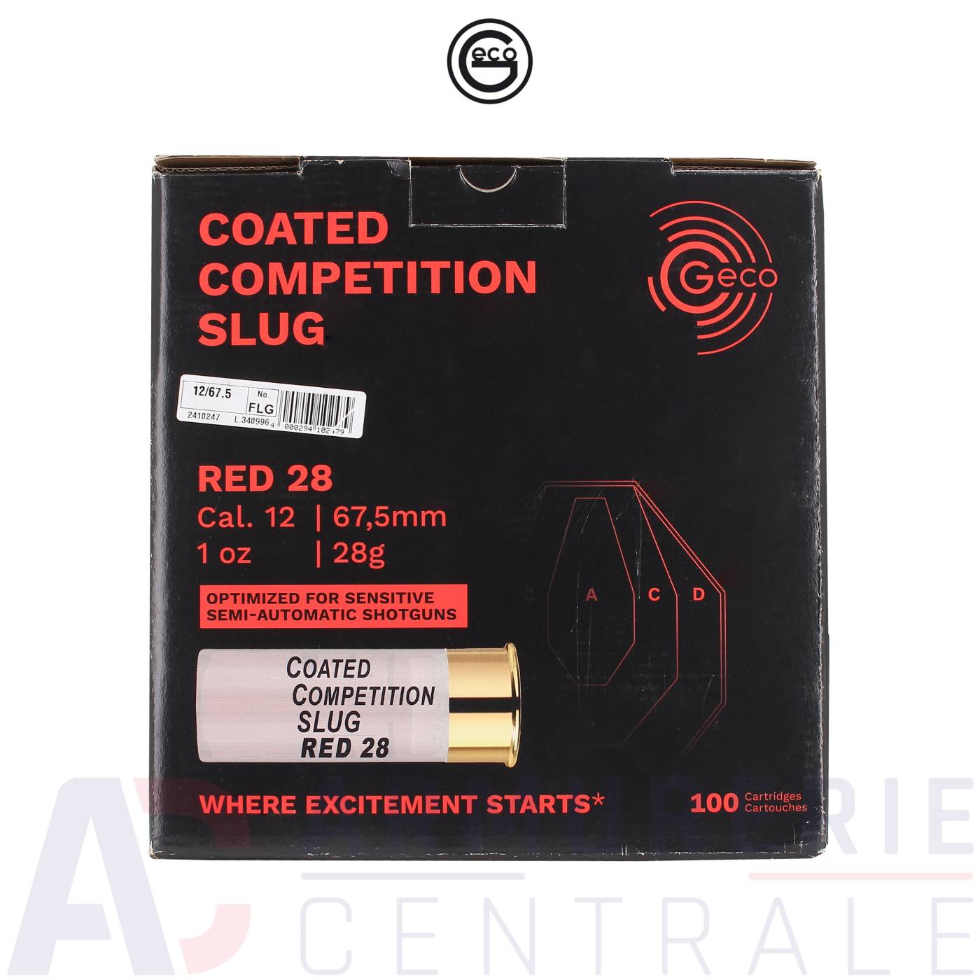 Cartouches Geco Coated Competition Slug Red 28g - 12/67.5